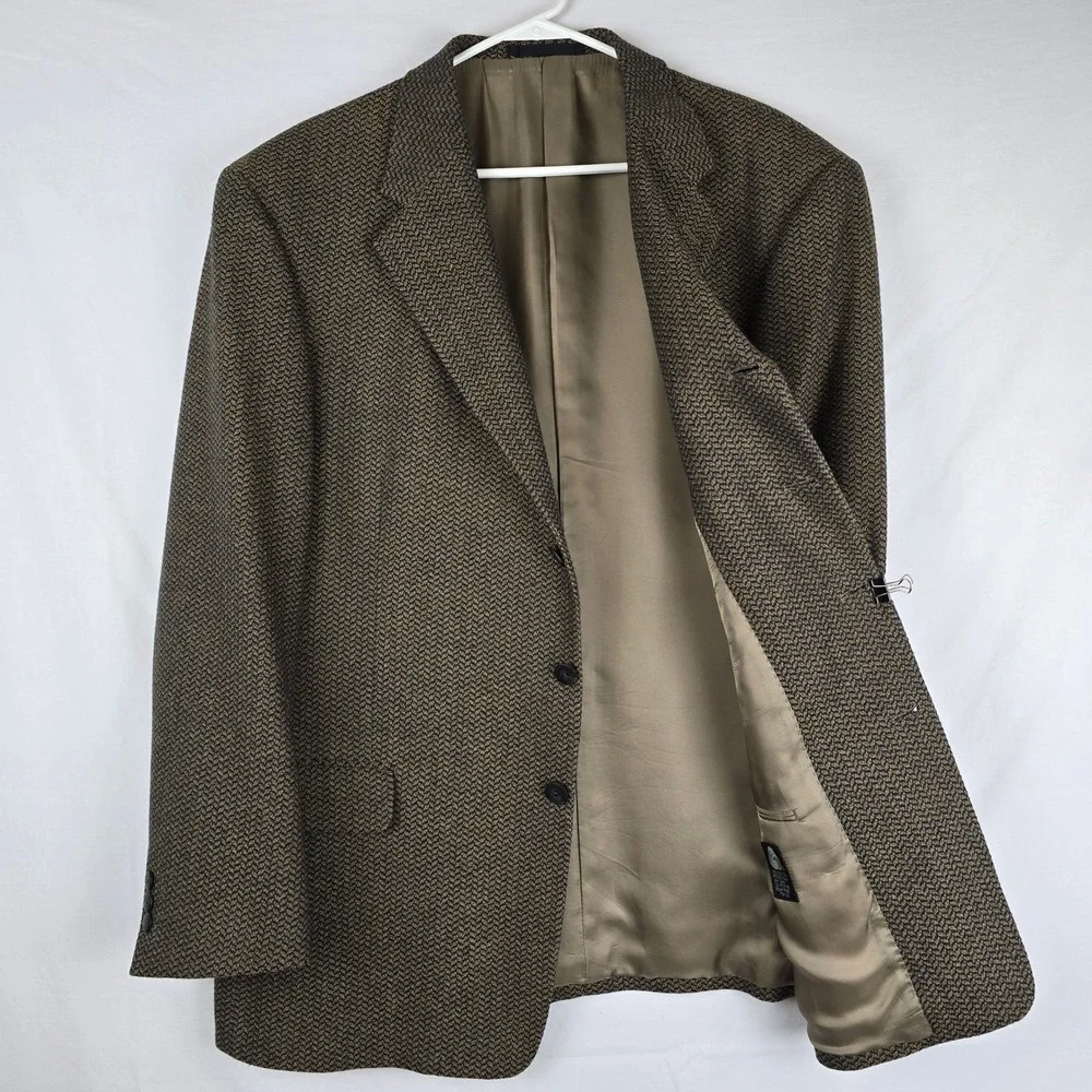 Bartolini Roma Mens Herringbone Italian Wool Sport Blazer Coat 3 Button Size 44R